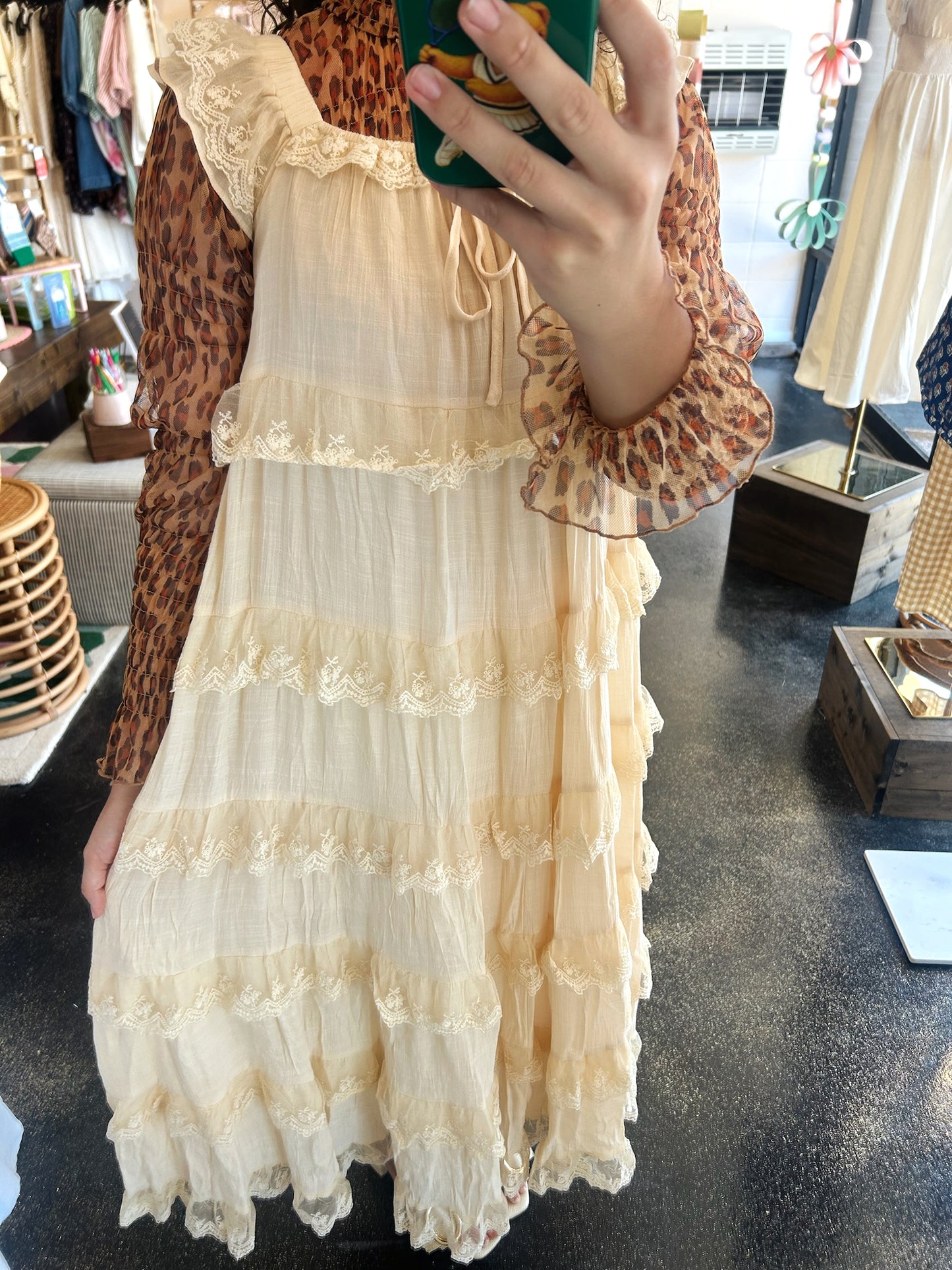 Ruffled Lace Tiered Dress