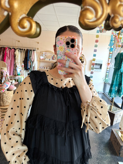 Tan Polka Dot Top
