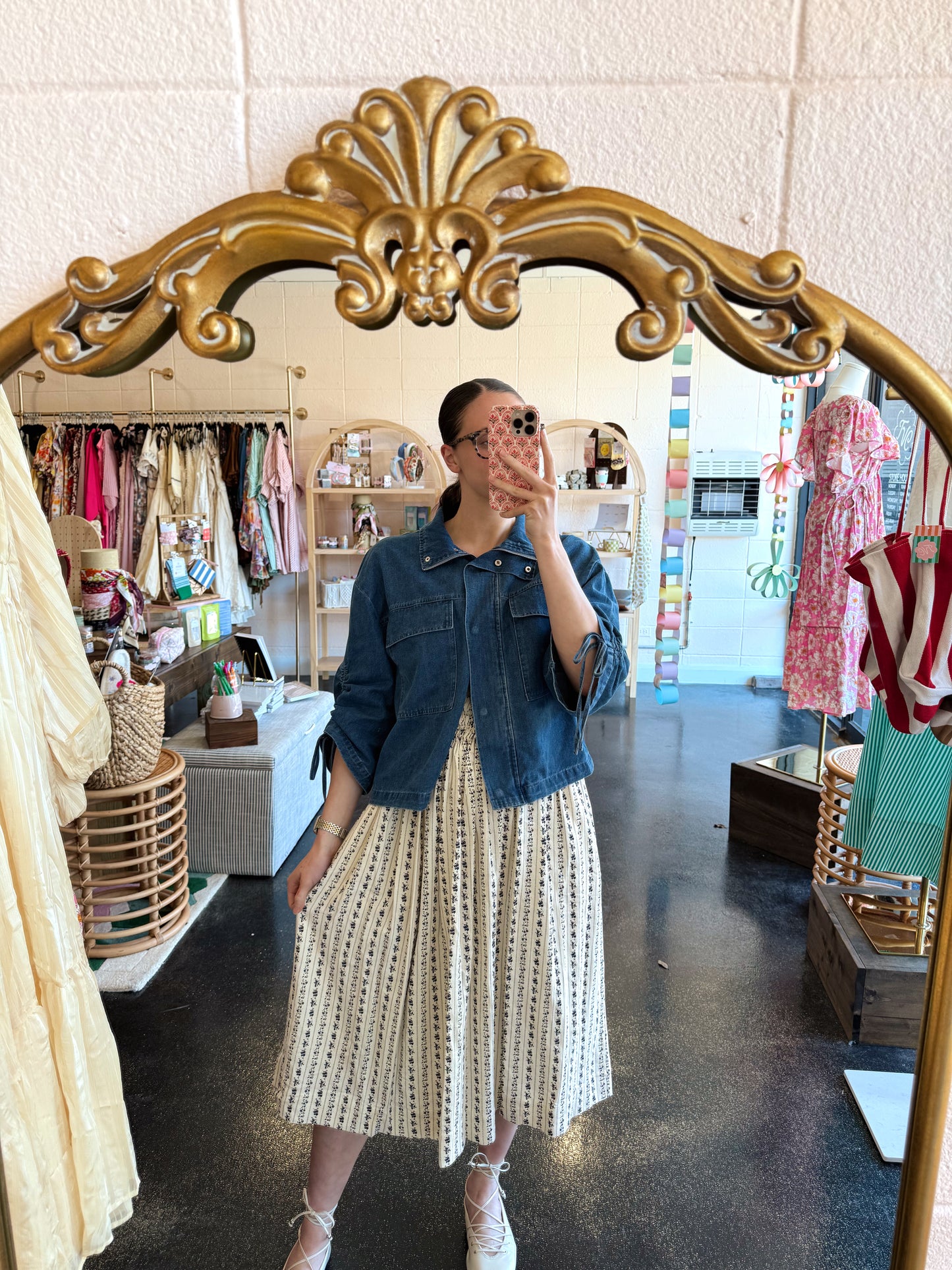 Denim Scrunch Sleeve Top
