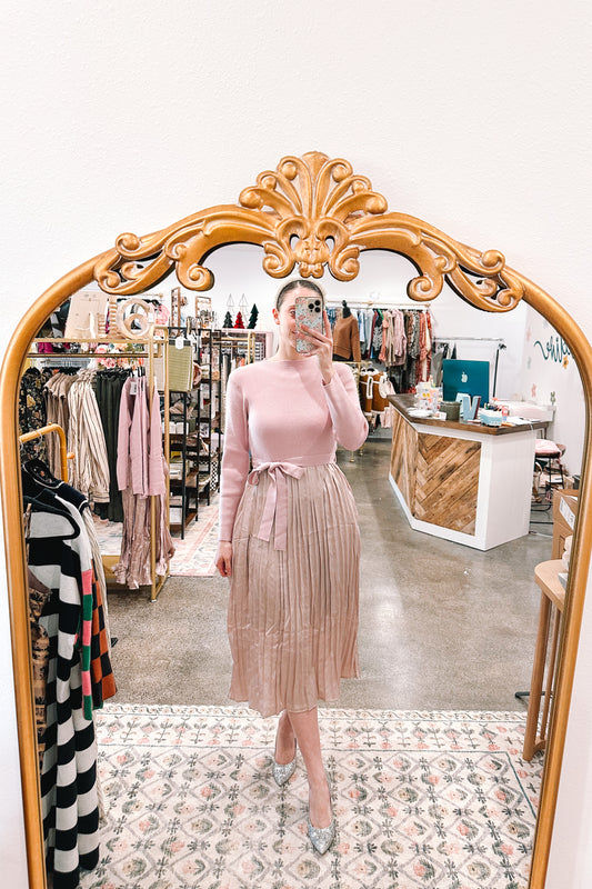 Dusty Pink Sweater Dress - SMALL