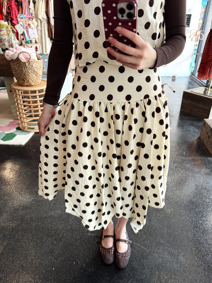 Chocolate Polka Dot Set Skirt
