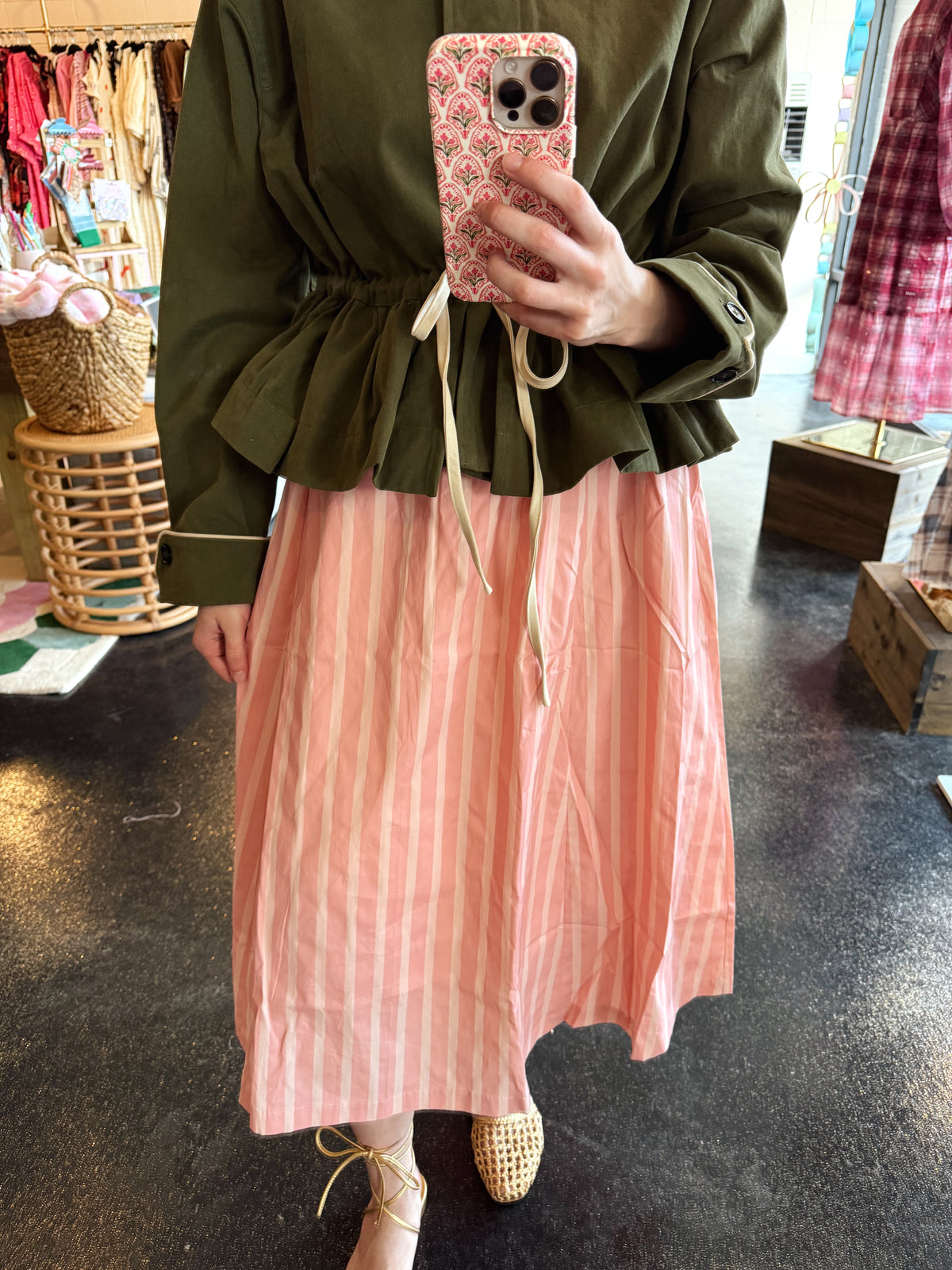 Pink Wide Stripe Skirt