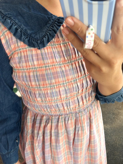 Coral Multi Plaid Dress