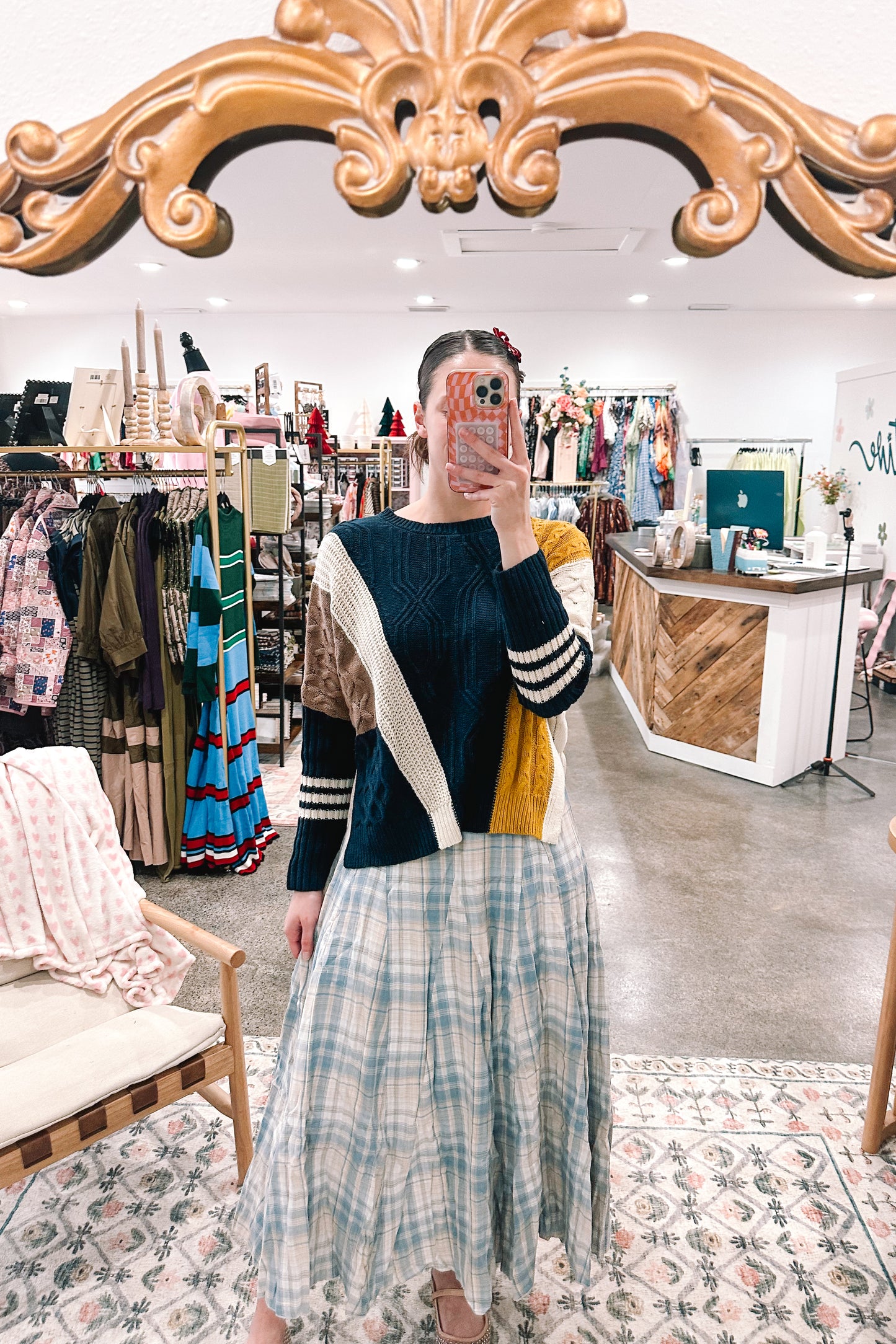 Light Blue Plaid Skirt