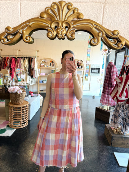 Peach Combo Plaid Set