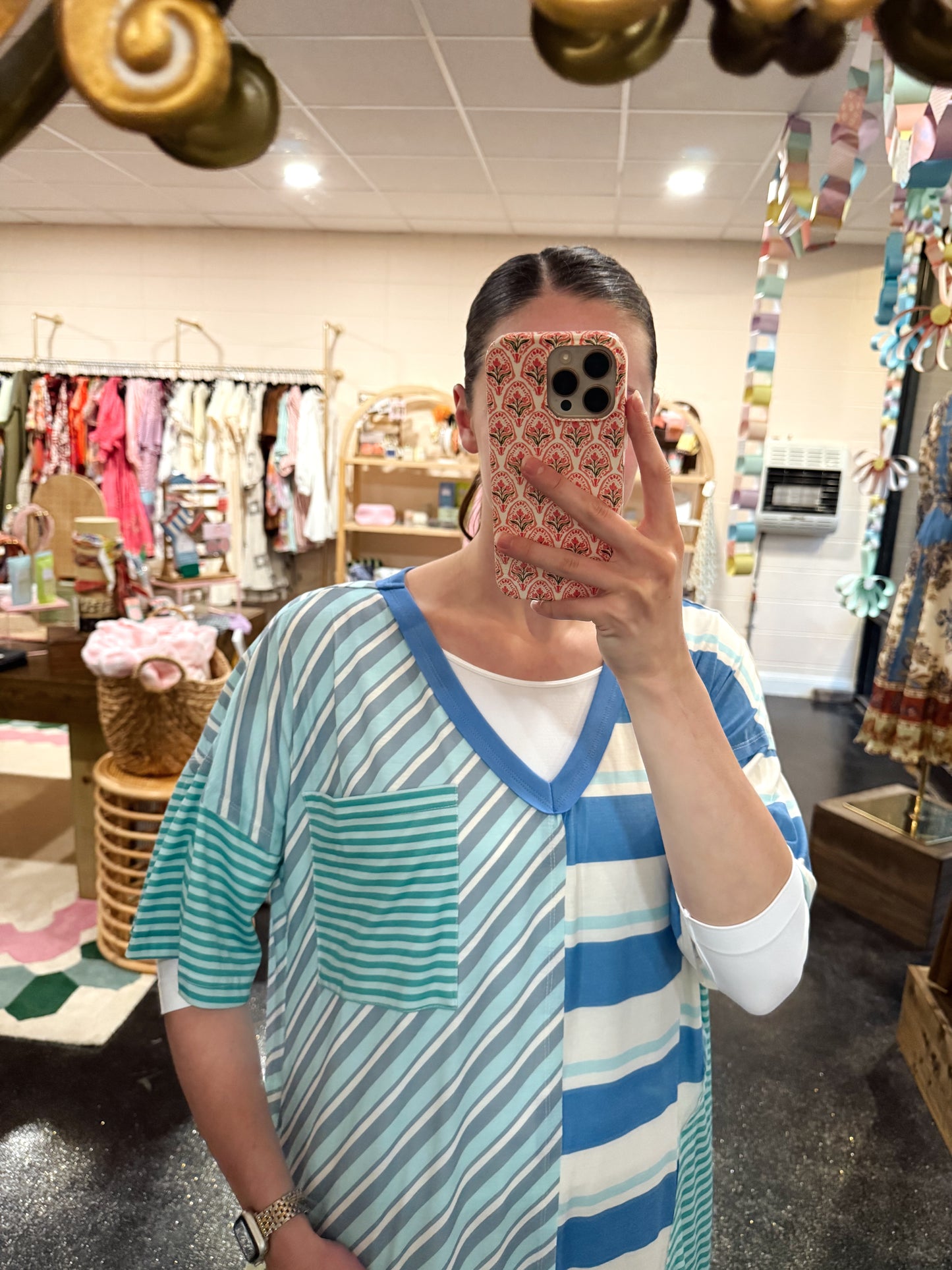 Blue Mix Stripe Dress