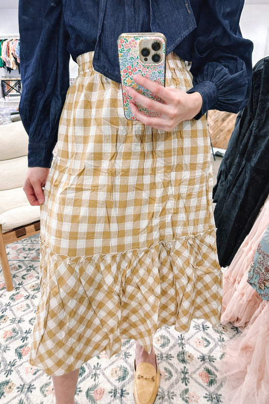 Mustard Plaid Skirt