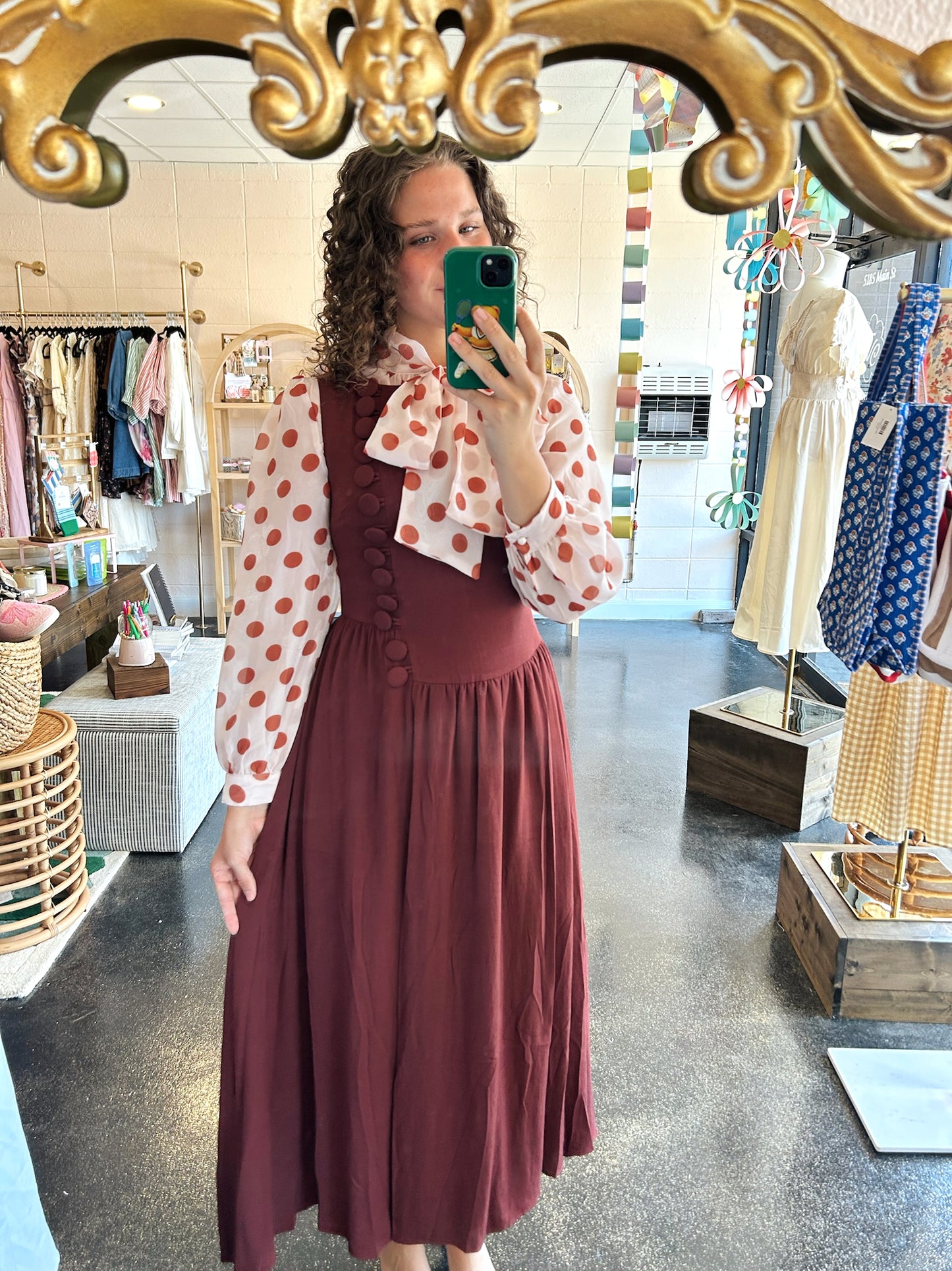 Burgundy Button Detail Dress