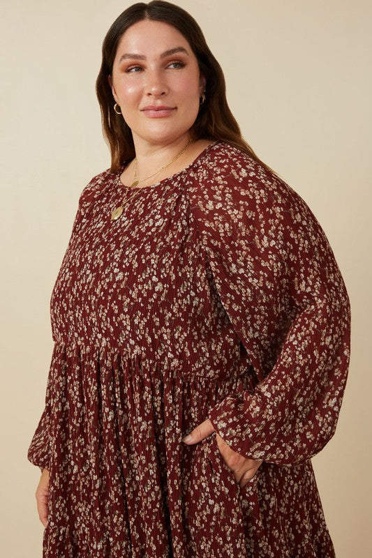 Burgundy Floral Dress