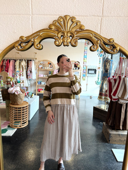 Taupe & Olive Bold Stripe Sweater