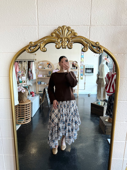 Plaid Asymmetrical Hem Skirt