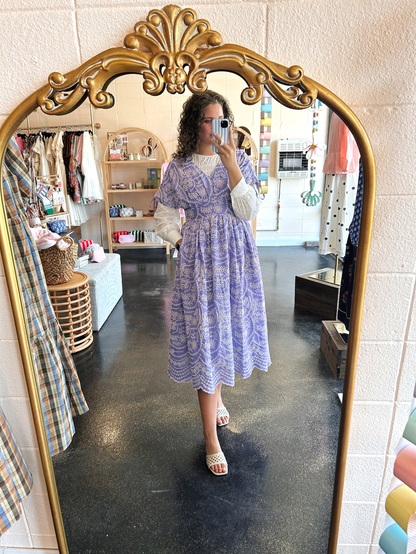 Eyelet Adjustable Tie Dress