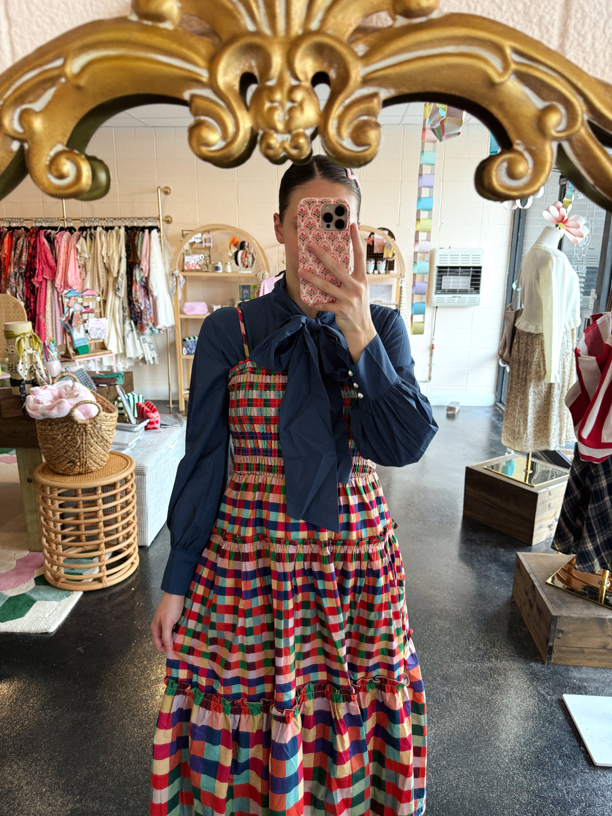 Navy Bow Blouse