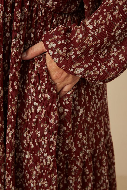 Burgundy Floral Dress