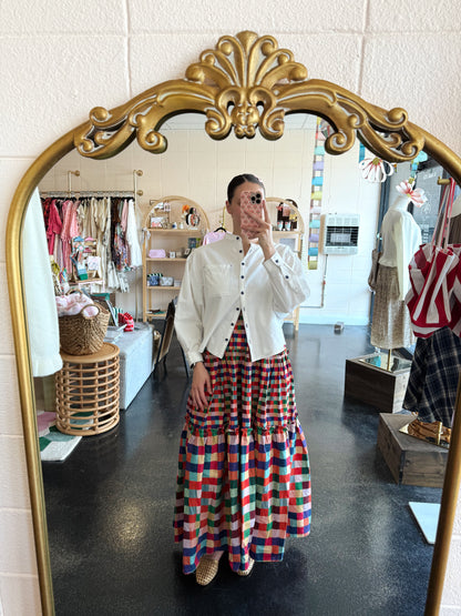 Smocked Color Block Dress