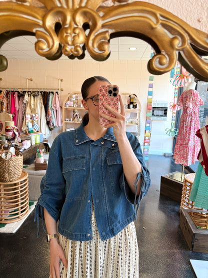 Denim Scrunch Sleeve Top