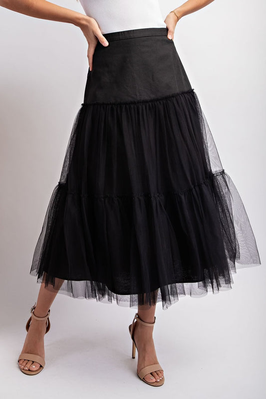 Black Mesh Skirt - LARGE