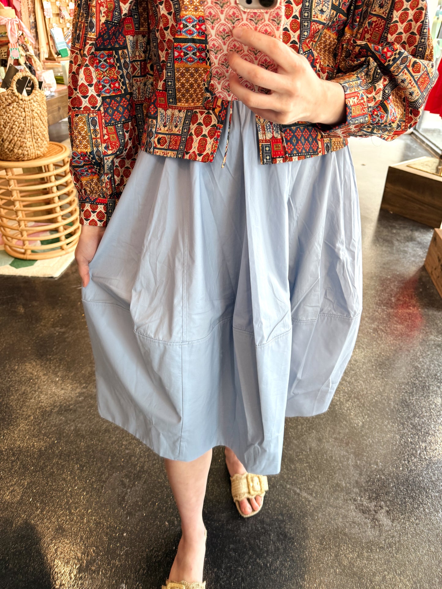 Pleated Poplin Skirt - LARGE