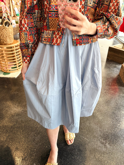 Pleated Poplin Skirt - LARGE