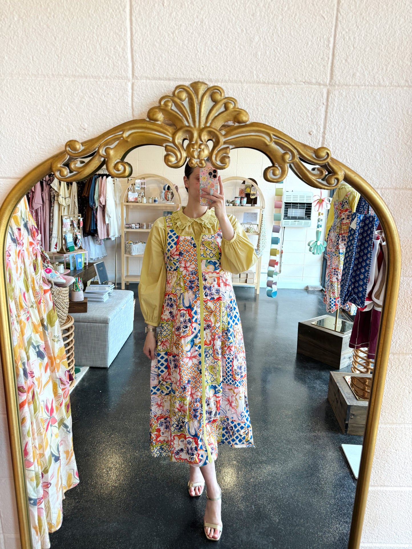 Floral Print Piping Detail Dress
