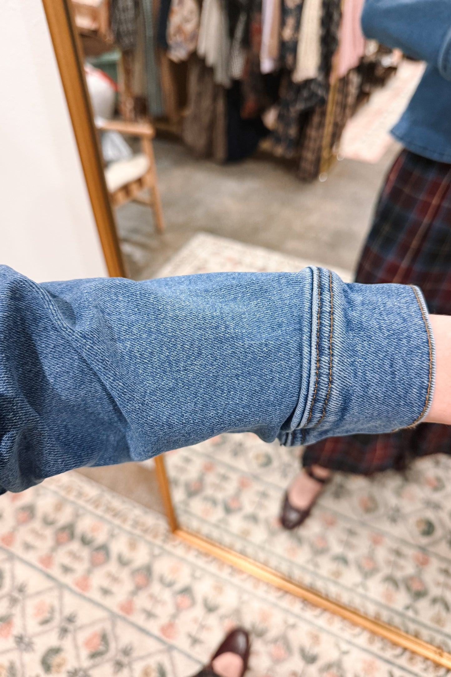 Denim Collar Zip Top