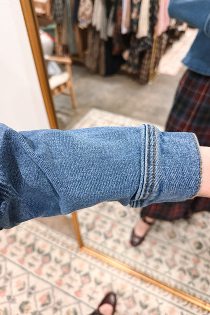 Denim Collar Zip Top