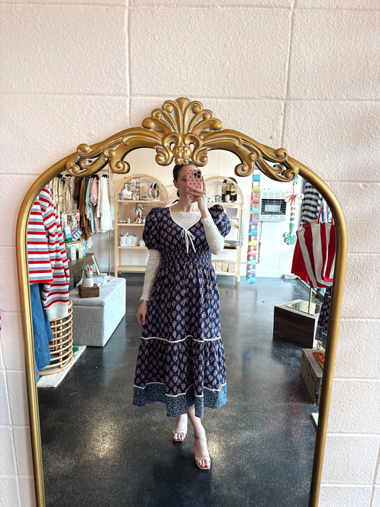 Navy Floral Dress