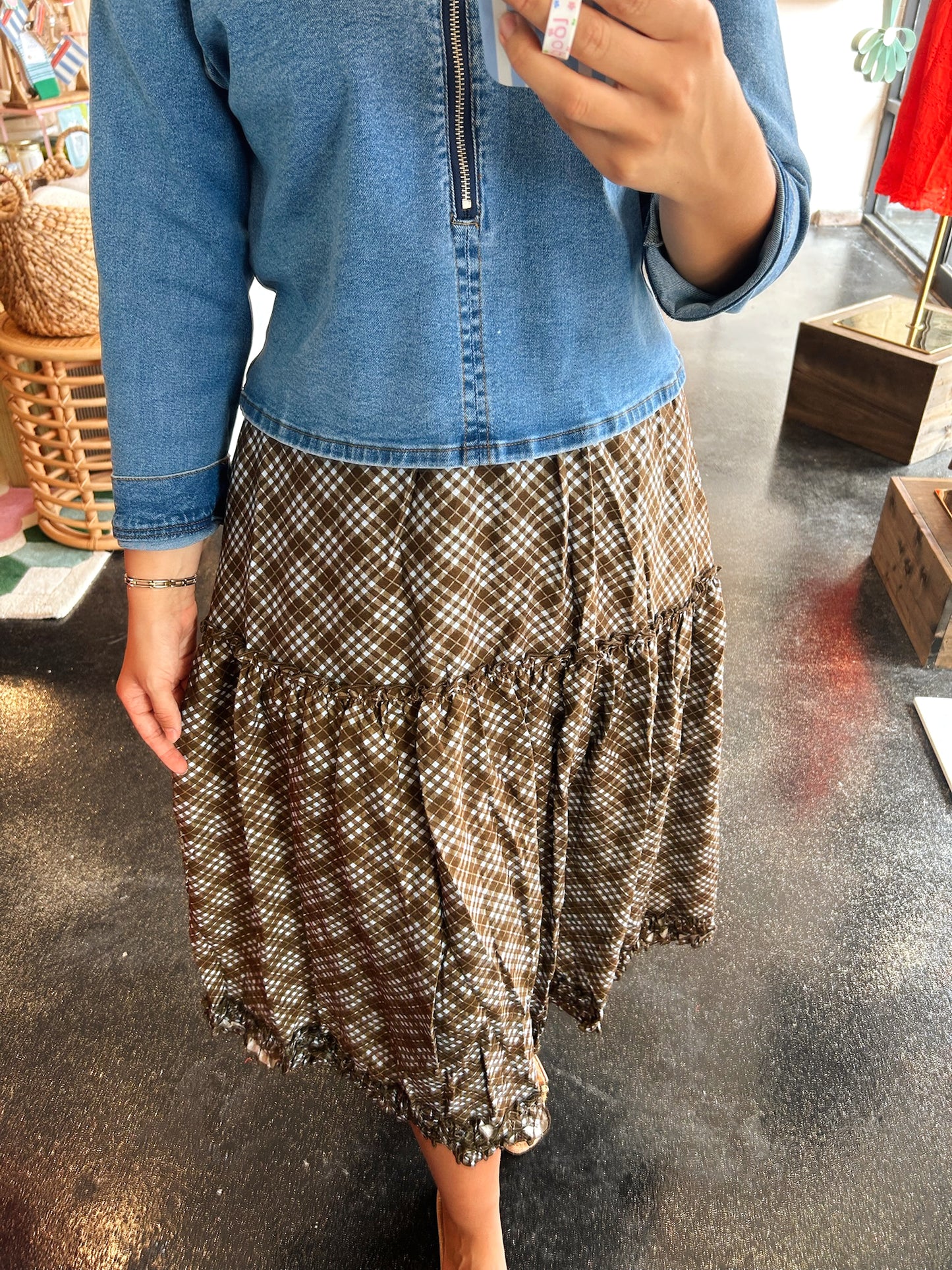 Plaid Tiered Skirt
