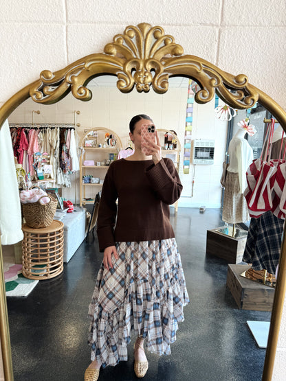 Plaid Asymmetrical Hem Skirt