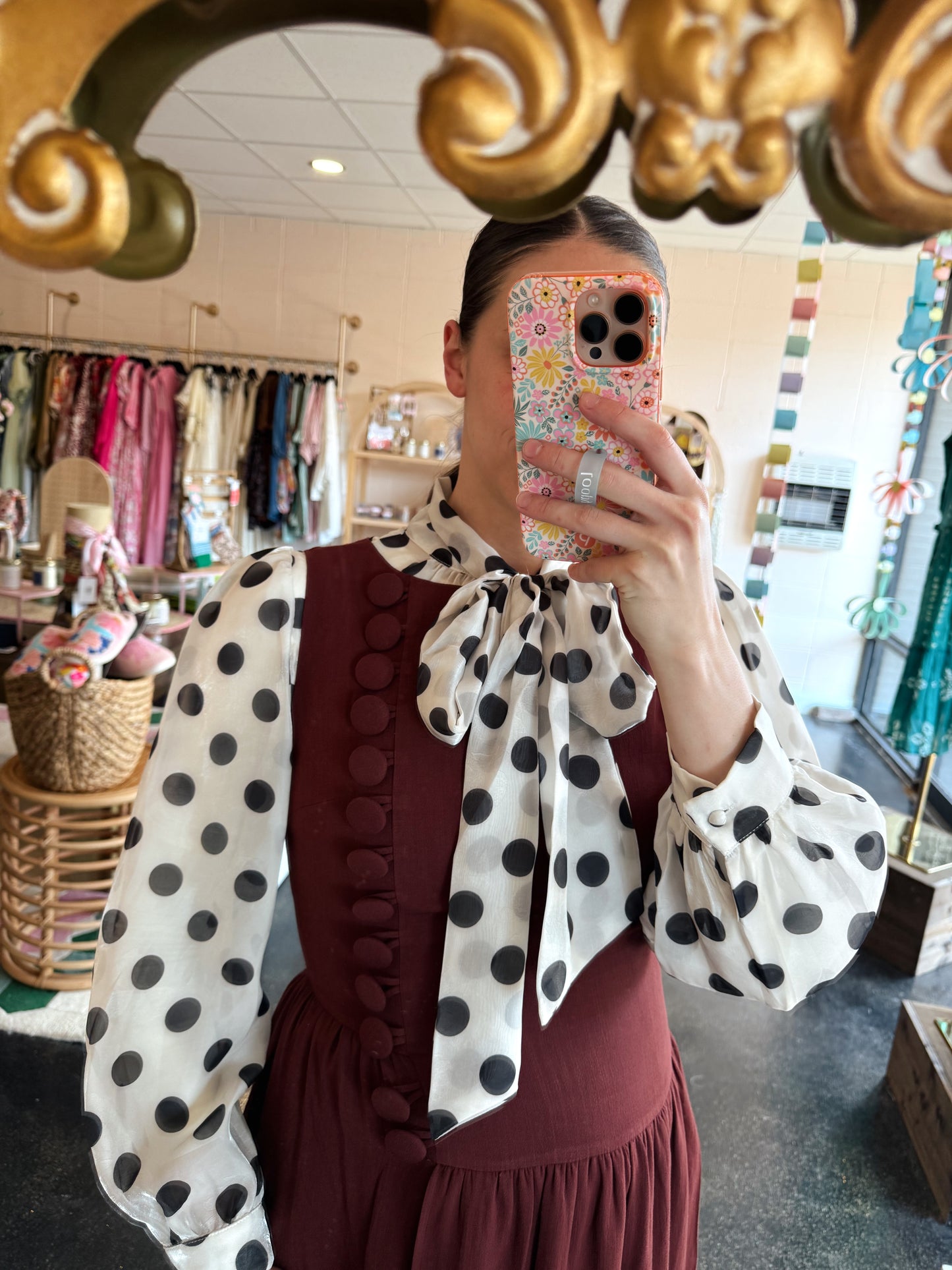 Burgundy Button Detail Dress