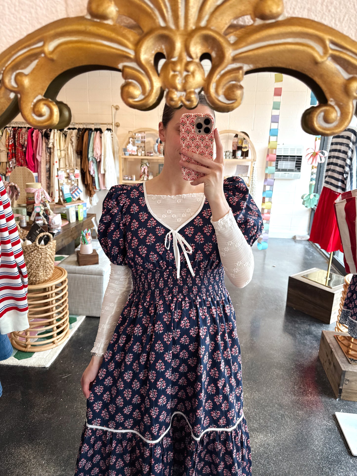 Navy Floral Dress