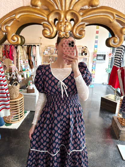 Navy Floral Dress