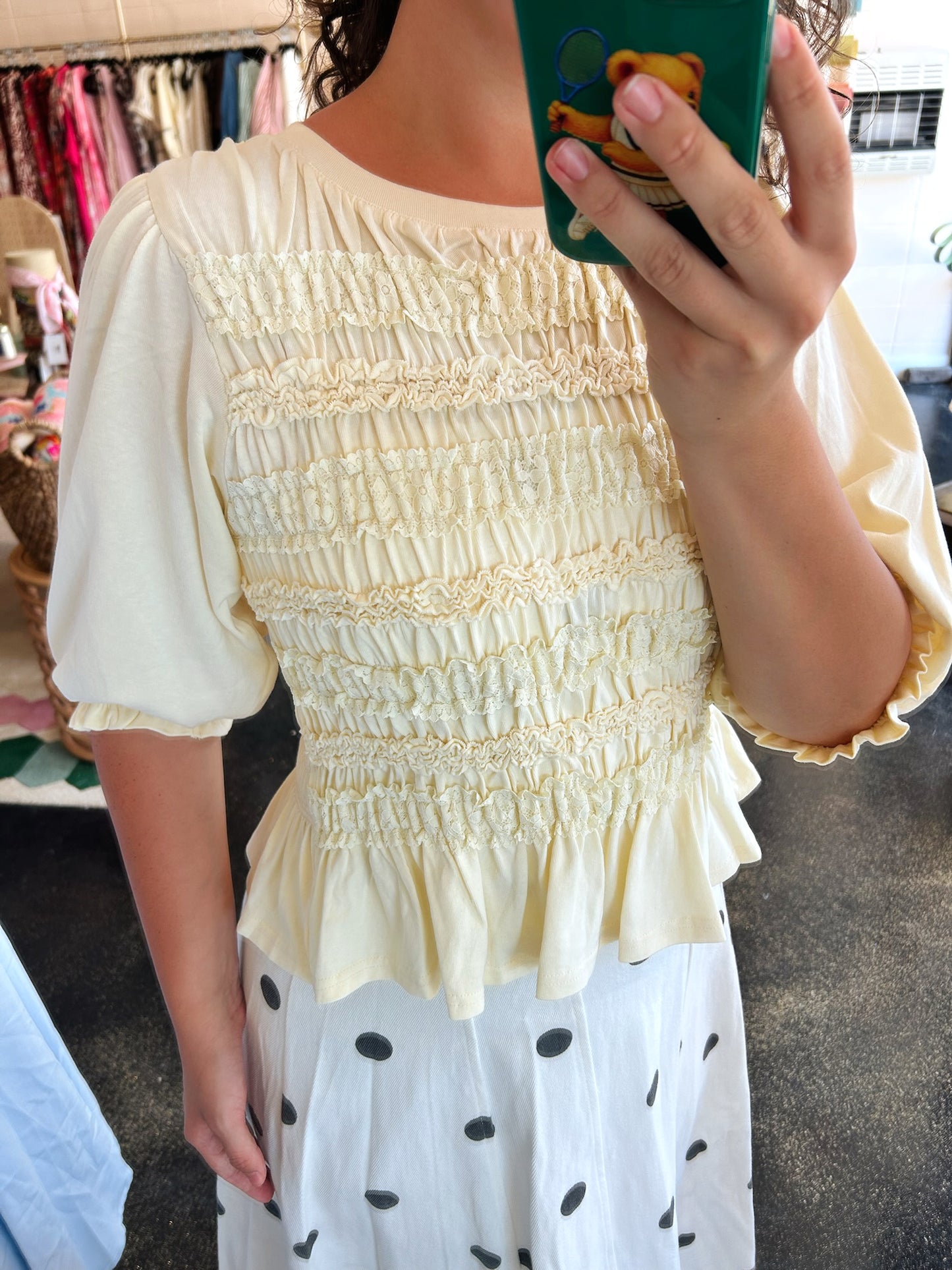 Smocked Detail Knit Top