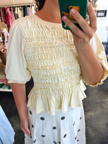 Smocked Detail Knit Top