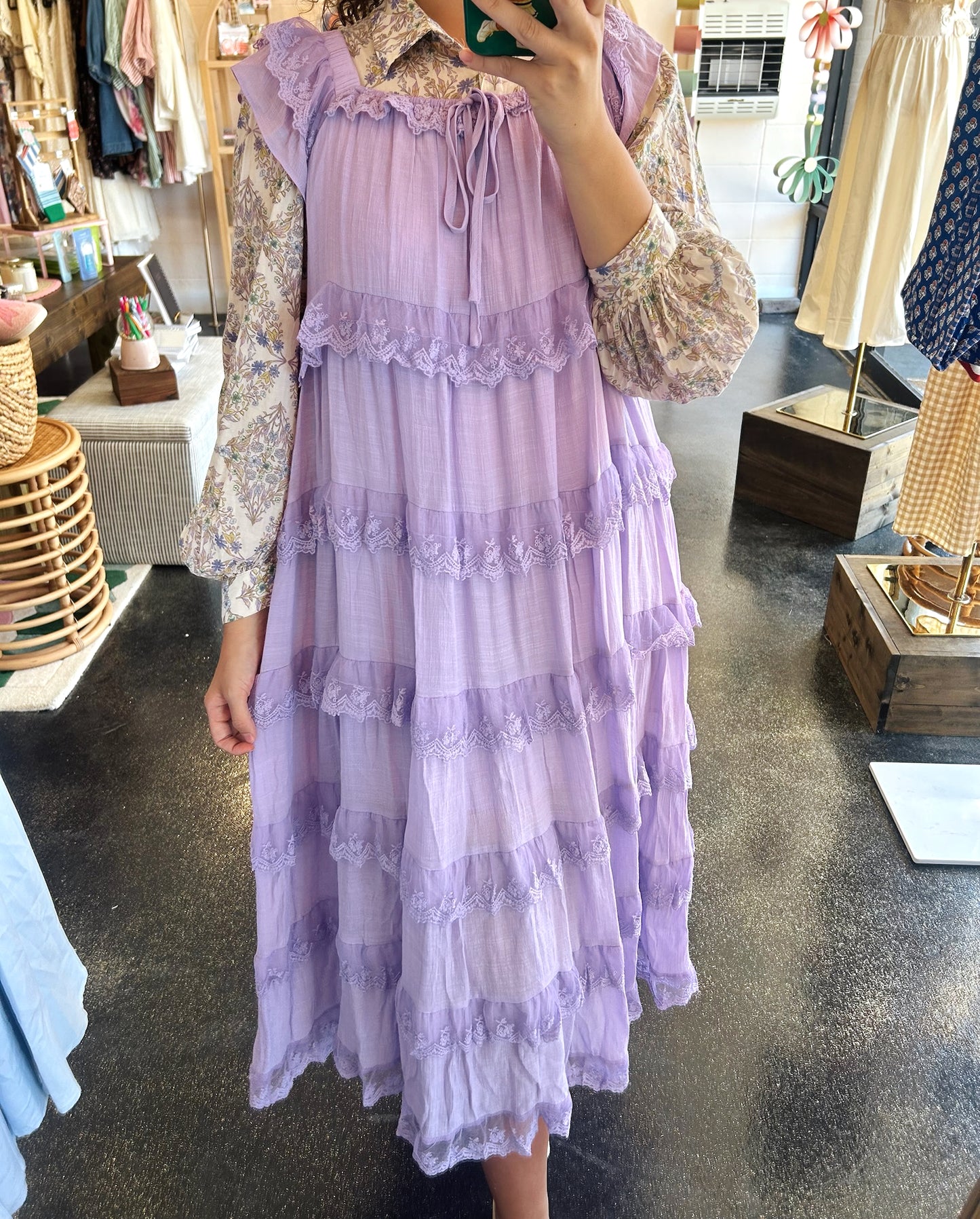 Ruffled Lace Tiered Dress
