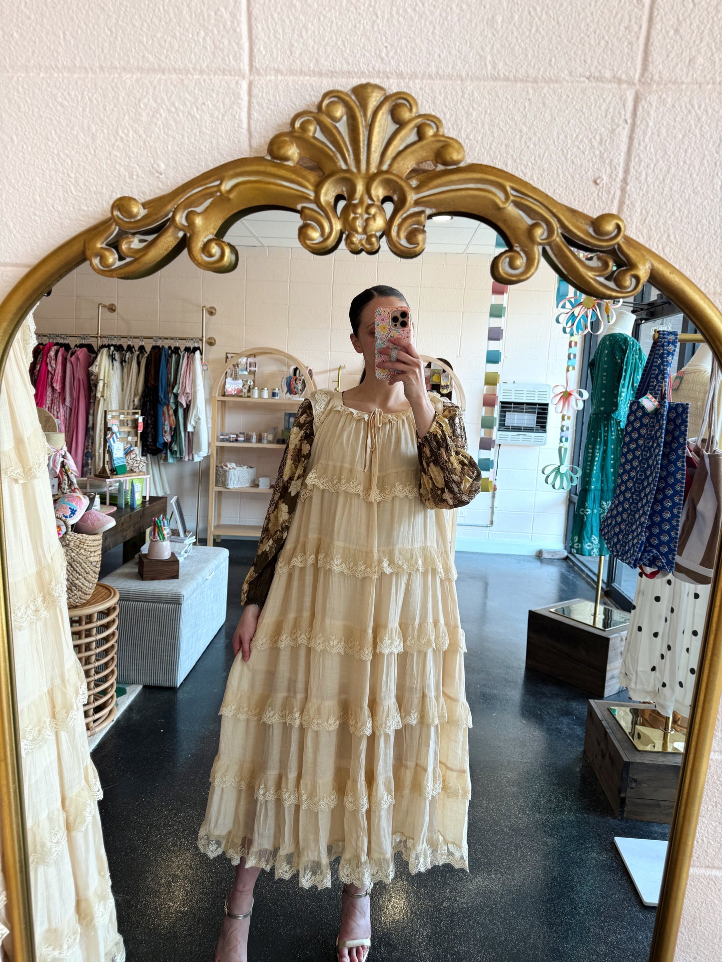 Ruffled Lace Tiered Dress