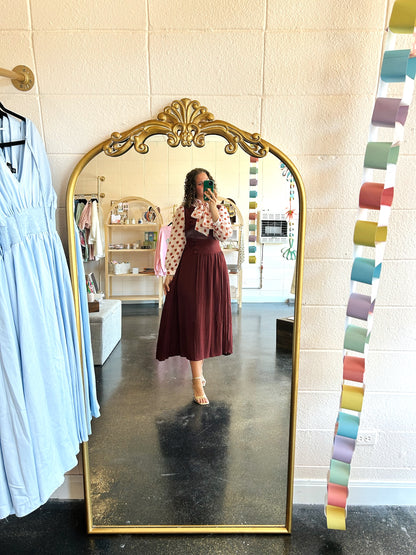 Burgundy Button Detail Dress