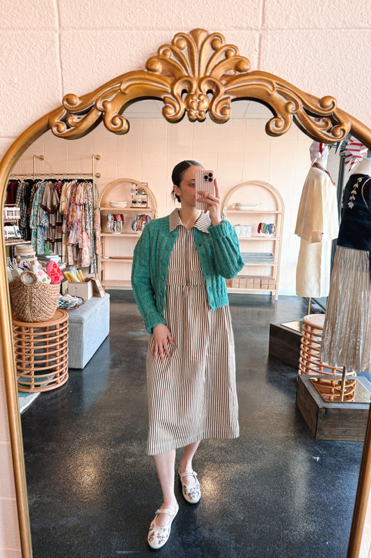 Cocoa Stripe Dress - LARGE