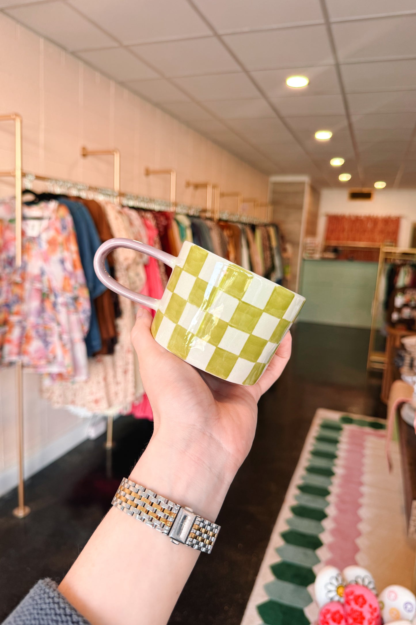 Green Check Mug