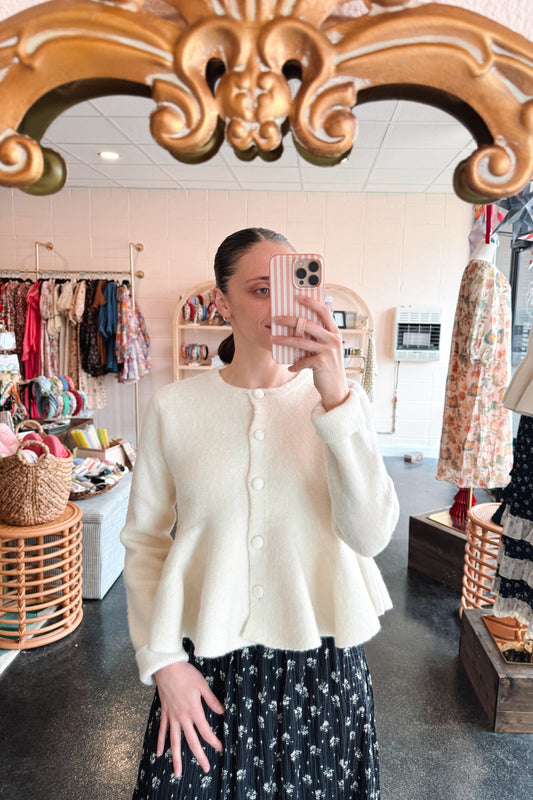 Cream Peplum Sweater