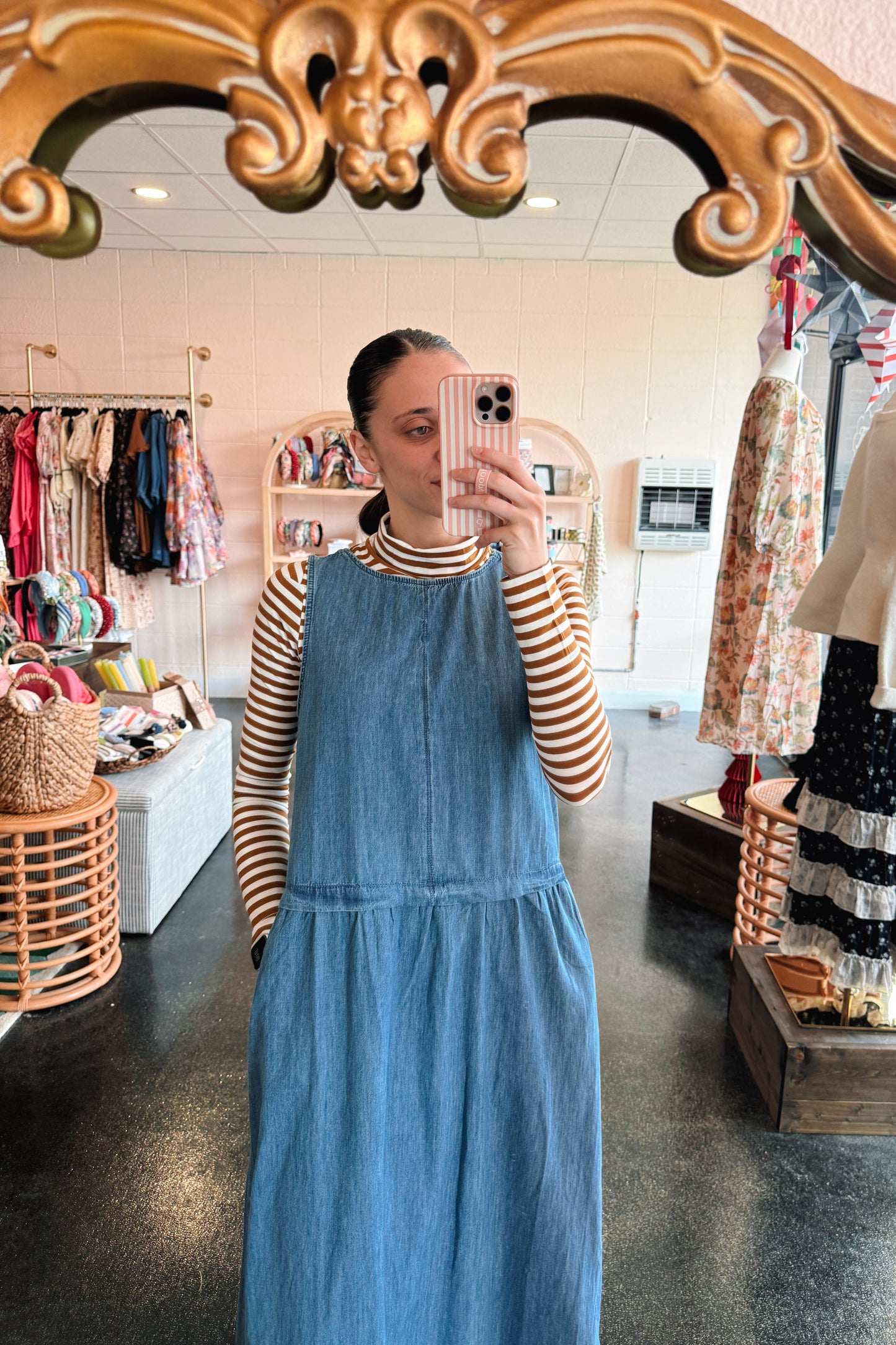 Sweet Denim Jumper Dress