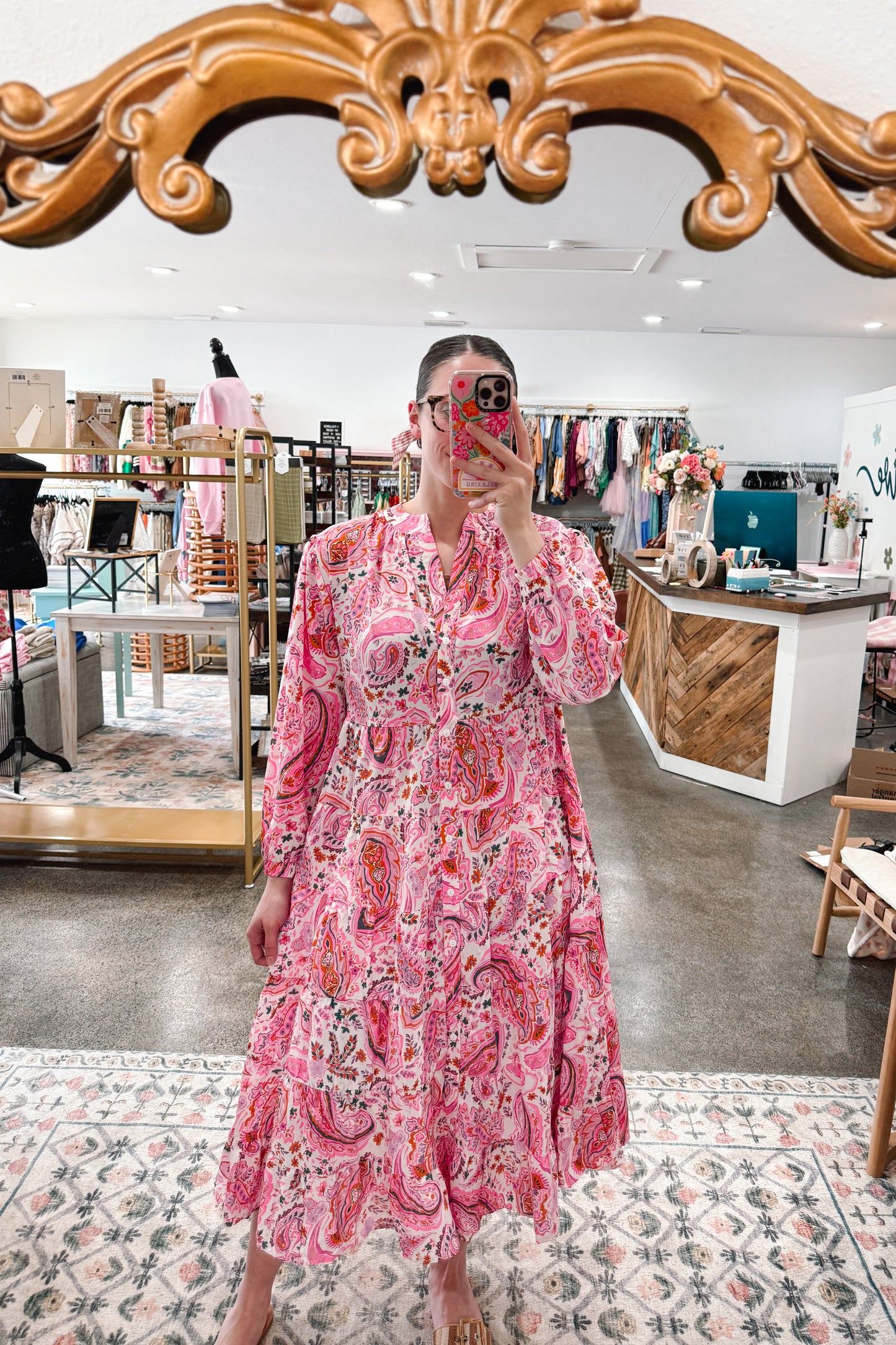 Pink Paisley Dress - XSMALL