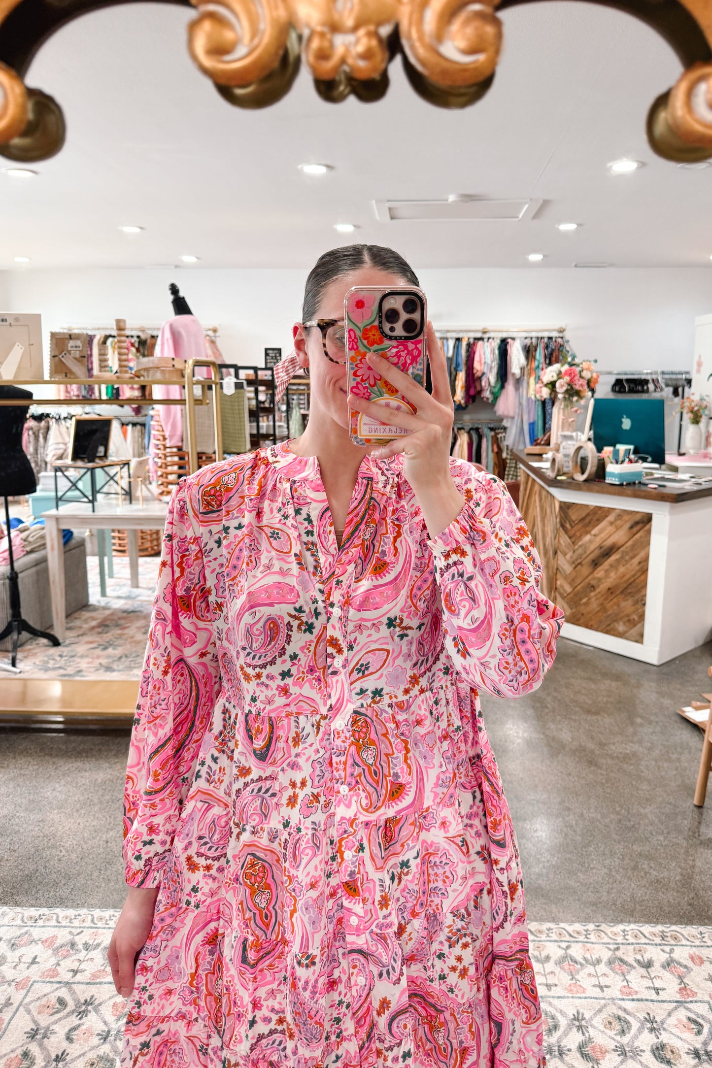 Pink Paisley Dress - XSMALL