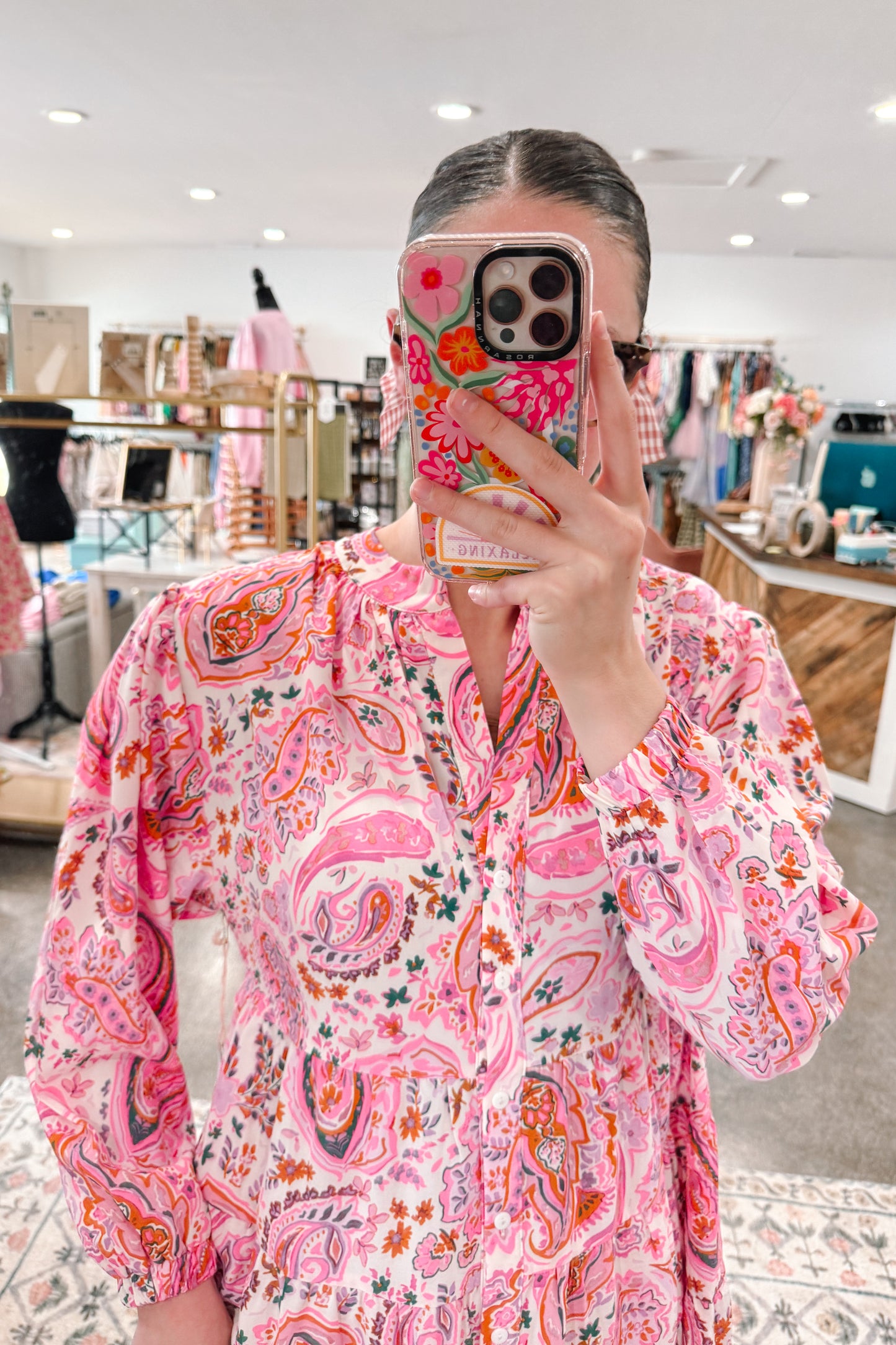 Pink Paisley Dress - XSMALL