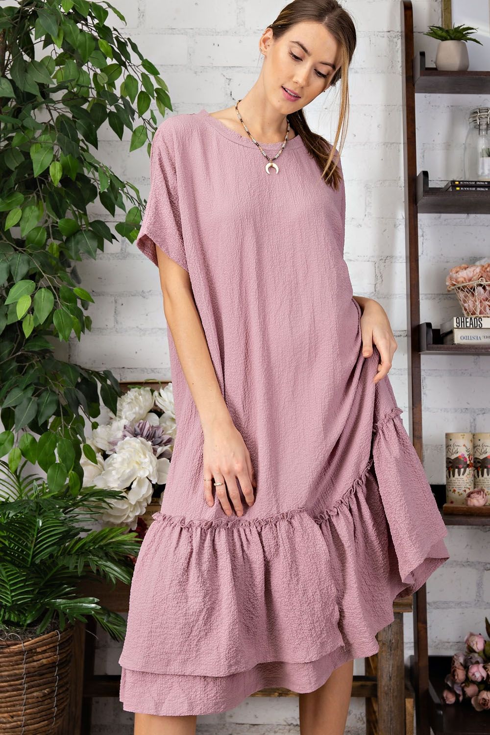 Mauve Crinkle Dress