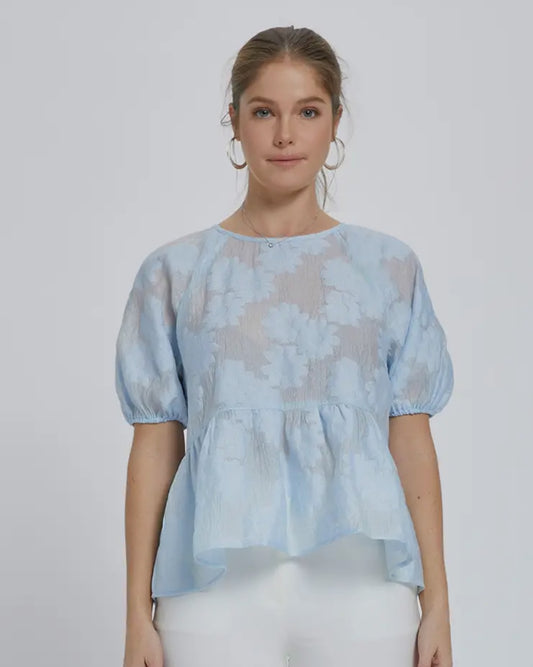 Blue Floral Top - SMALL