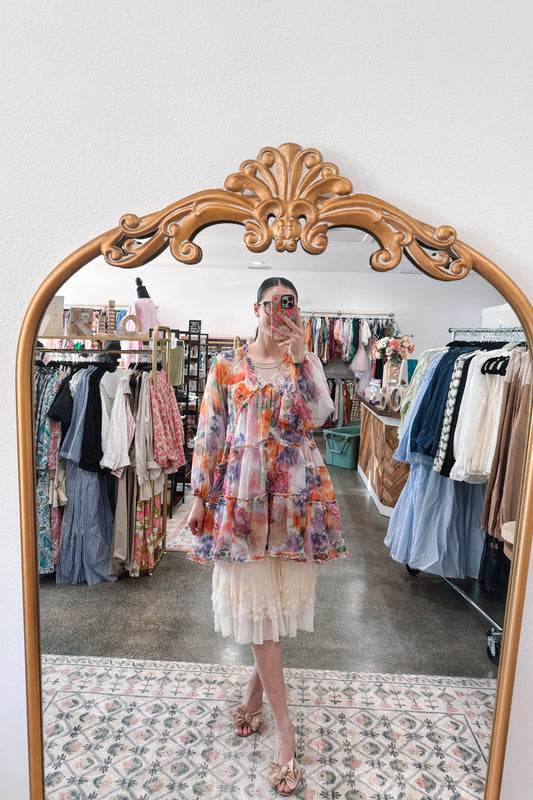 Floral Ruffle Trim Dress
