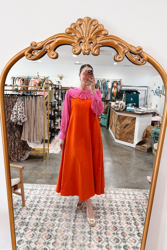 Orange Side Tie Dress - ONE SIZE