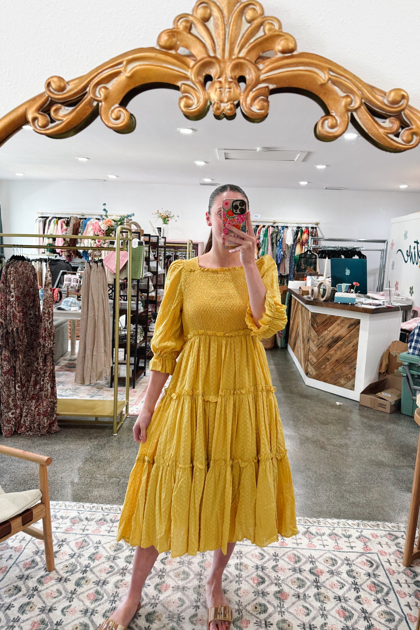 Golden Cream Dress - MEDIUM