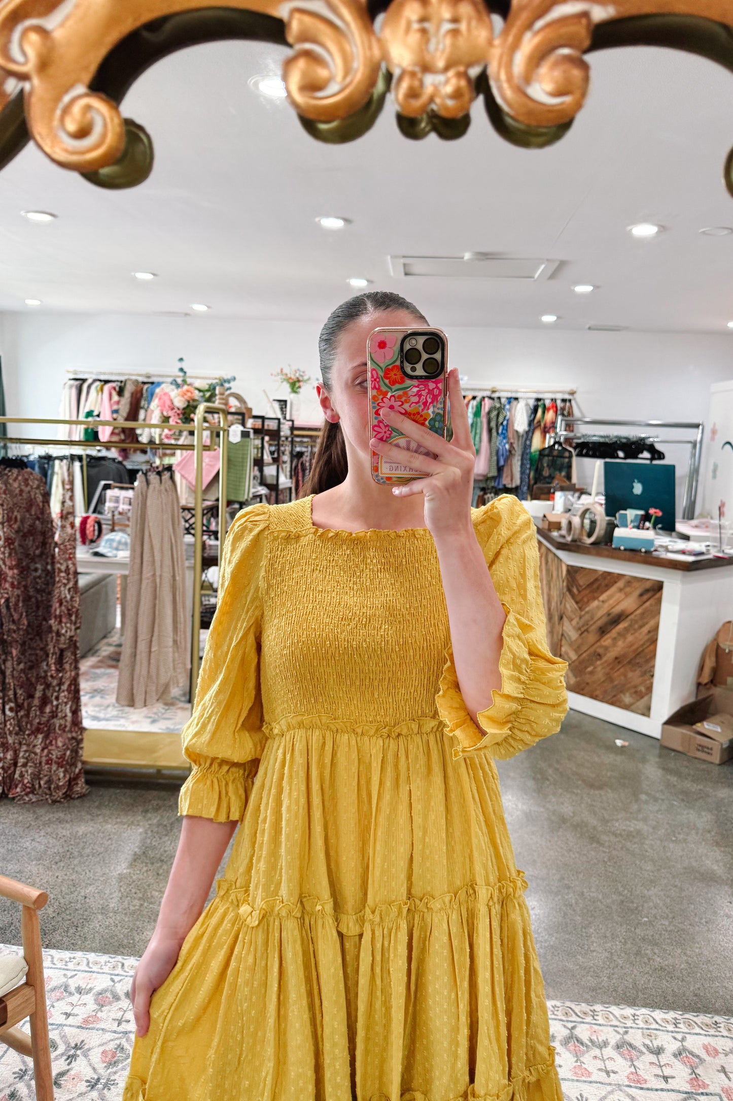 Golden Cream Dress - MEDIUM
